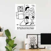 Der Mensch fährt einen Roller Funny Cartoon Poster (Heimbüro)