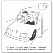 Der Mensch fährt mit dem Cartoon der Hochgeschwind Aufkleber (Vorderseite)