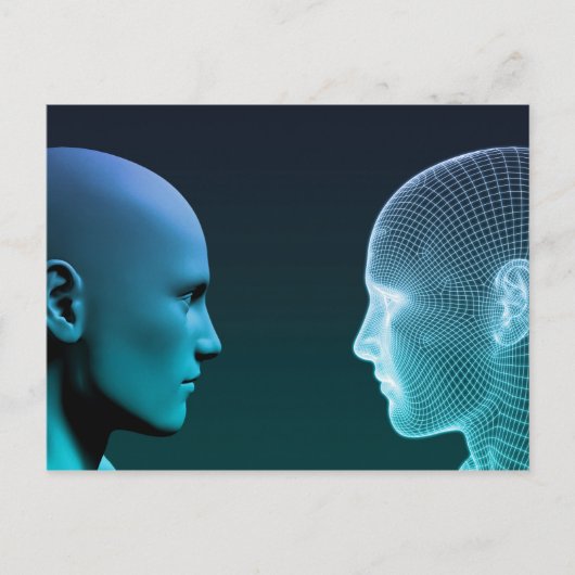 Der Mensch gegen die Maschine im Wettbewerb der Zu Postkarte (Vorderseite)