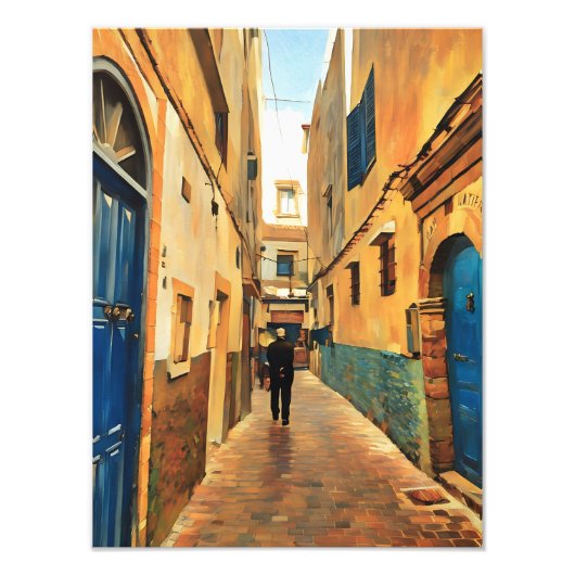 Der Mensch geht durch eine lebendige historische A Fotodruck (Vorne)