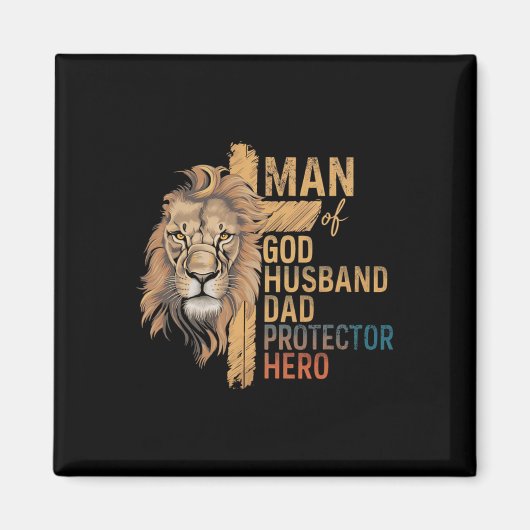 Der Mensch Gottes husnd Daddy Protector Hero Lion  Magnet (Vorne)