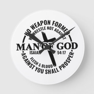 Der Mensch Gottes, keine gegen mich gewachsene Waf Runde Wanduhr