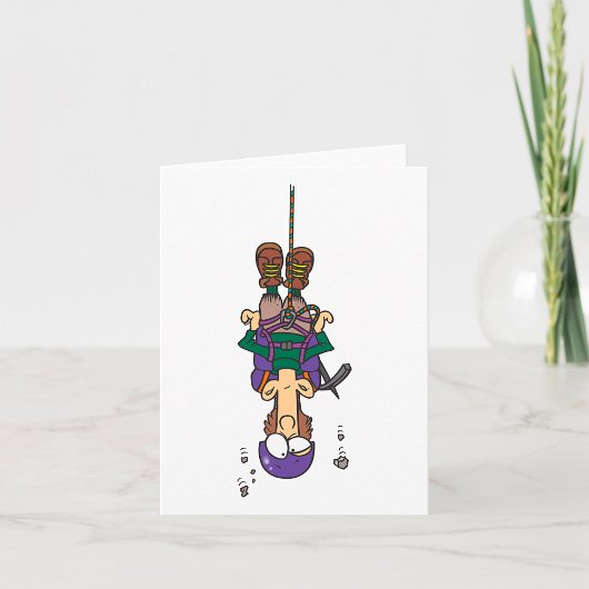 Der Mensch hing von einem Seil Karte