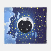 Der Mensch im Mond auf einem Sternenhimmel Fleecedecke (Vorderseite (Horizontal))