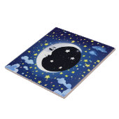 Der Mensch im Mond auf einem Sternenhimmel Fliese (Seite)