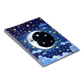 Der Mensch im Mond auf einem Sternenhimmel Notizblock (Rechte Seite)