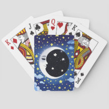 Der Mensch im Mond auf einem Sternenhimmel