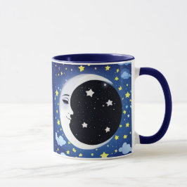 Der Mensch im Mond auf einem Sternenhimmel Tasse