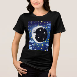 Der Mensch im Mond auf einem Sternenhimmel Tri-Blend Shirt