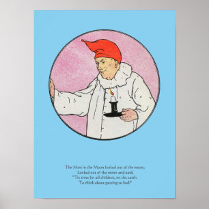 Der Mensch im Mond Gänse Kinderzimmer Rhyme Poster