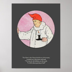 Der Mensch im Mond Gänse Kinderzimmer Rhyme Poster