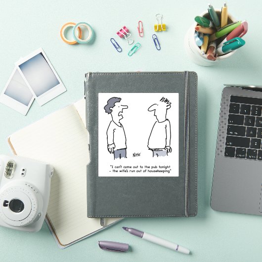 Der Mensch kann nicht zum Pub-Cartoon kommen. Funn Aufkleber (iPad Hülle)