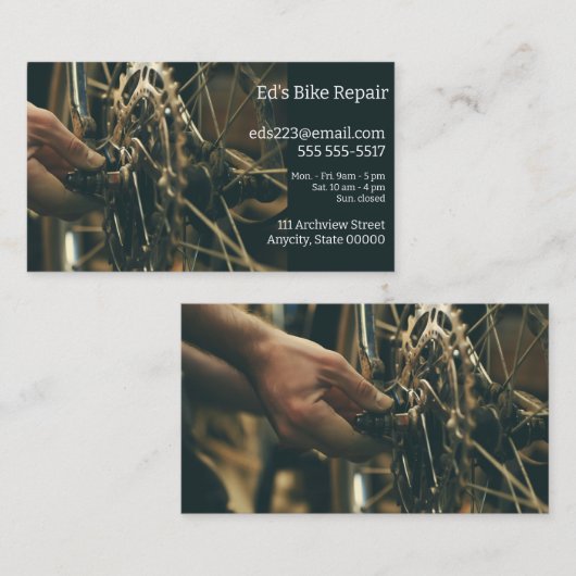 Der Mensch passt das Rad an Visitenkarte (Vorne/Hinten)