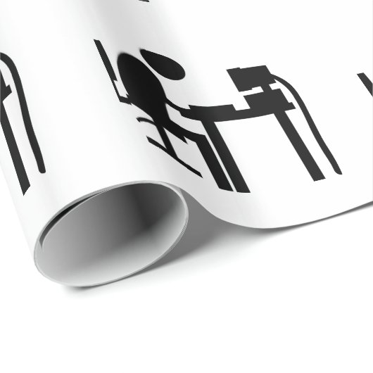 Der Mensch saß an einem Computer. Geschenkpapier (Rolleneckpunkt)