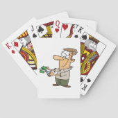 Der Mensch schneidet Geld ab, um Karten zu spielen Spielkarten (Rückseite)