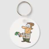 Der Mensch spart Geld für den Schlüsselanhänger (Rückseite)