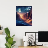 Der Mensch starrt den Vollmond in der Wüste an Poster (Heimbüro)