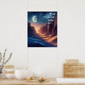Der Mensch starrt den Vollmond in der Wüste an Poster (Küche)