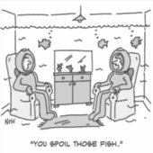 Der Mensch verdirbt seinen tropischen Fisch Aufkleber (Vorderseite)