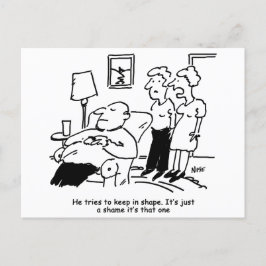 Der Mensch versucht, in Form Behalten. Funny Postkarte