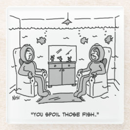 Der Mensch verwöhnt seinen tropischen Fisch - Der  Glasuntersetzer