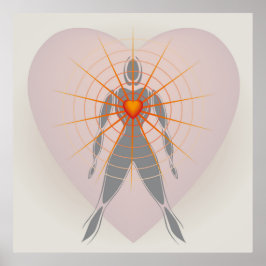 Der menschliche Körper mit strahlenden Lichtstrahl Poster