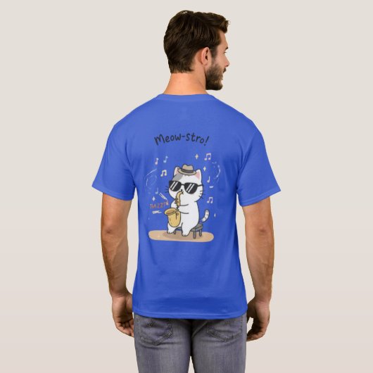 Der Meow-stro: Smooth Jazz Saxophon T-Shirt (Schwarz voll)