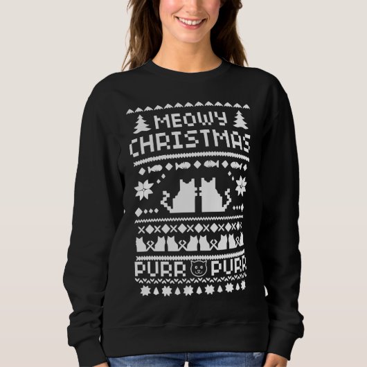 Der Meowy der Frauen Weihnachtshässliche Sweatshirt (Vorderseite)