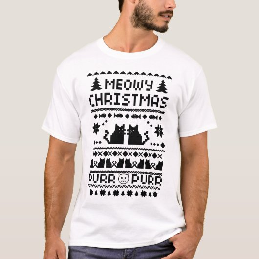 Der Meowy der Männer Weihnachtshässliche T-Shirt (Vorderseite)
