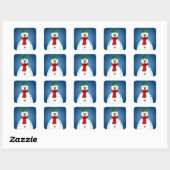 Der Merry Snowman auf einem Square Sticker (Blatt)