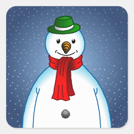 Der Merry Snowman auf einem Square Sticker (Vorderseite)