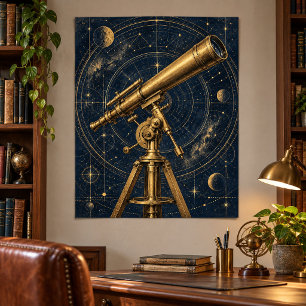 Der Messingteleskop-Kunstprint Poster