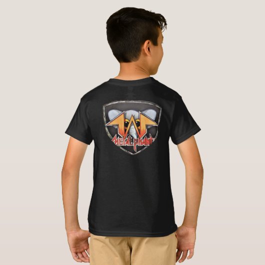 Der Metalphant Emblem-Kinder 2 versahen T - Shirt (Schwarz voll)