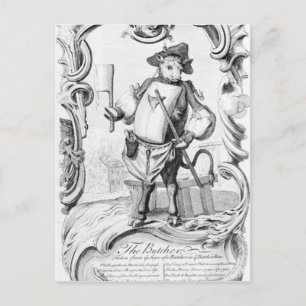 Der Metzger, veröffentlicht 1746 Postkarte