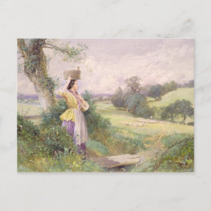 Der Milkmaid, 1860 (w/c auf Papier) Postkarte
