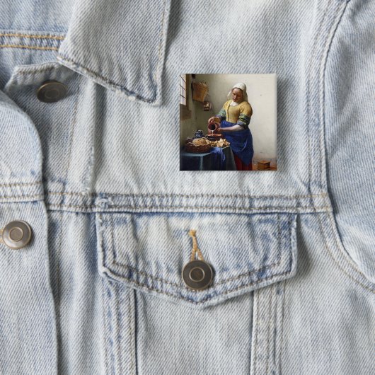 Der Milkmaid, c.1658-60 (Öl auf Leinwand) Button (Beispiel)