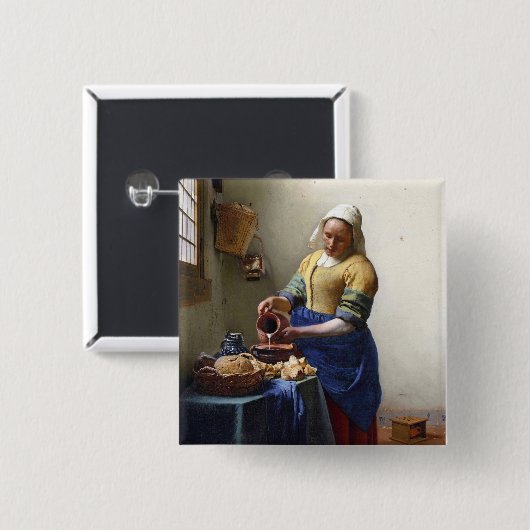 Der Milkmaid, c.1658-60 (Öl auf Leinwand) Button (Vorne & Hinten)