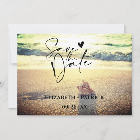 Der minimalistische, tropische Strand Save The Date (Vorderseite)