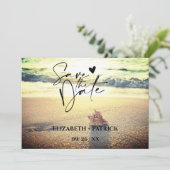 Der minimalistische, tropische Strand Save The Date (Stehend Vorderseite)