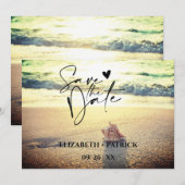 Der minimalistische, tropische Strand Save The Date (Vorne/Hinten)