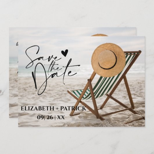 Der minimalistische, tropische Strand Save The Date (Vorne/Hinten)