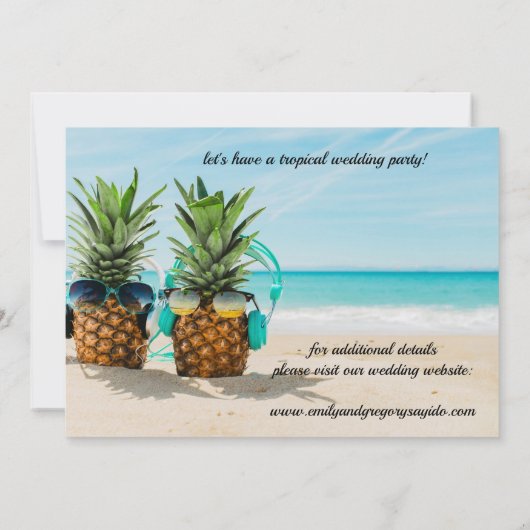 Der minimalistische, tropische Strand Save The Date (Rückseite)