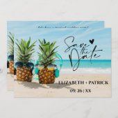 Der minimalistische, tropische Strand Save The Date (Vorne/Hinten)