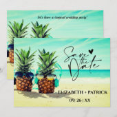 Der minimalistische, tropische Strand Save The Date (Vorne/Hinten)
