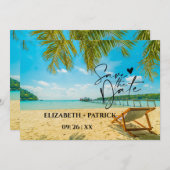 Der minimalistische, tropische Strand Save The Date (Vorne/Hinten)