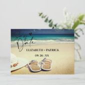 Der minimalistische, tropische Strand Save The Date (Stehend Vorderseite)
