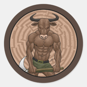Der Minotaur Runder Aufkleber