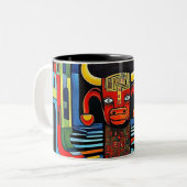 Der Minotaurus wartet Zweifarbige Tasse (Vorderseite Links)