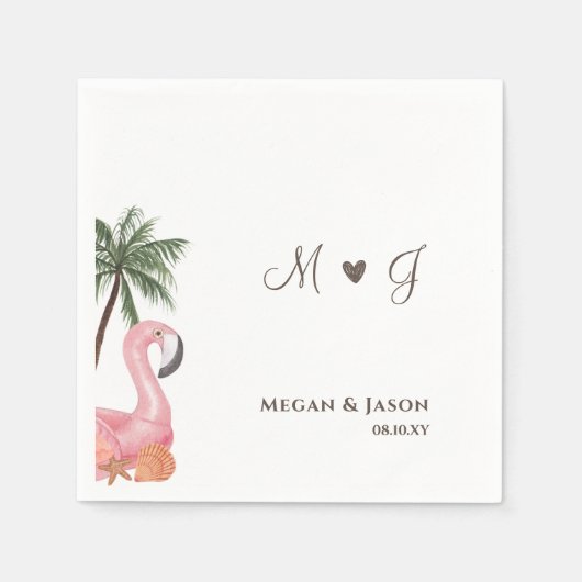 Der Mit Monogramm Strand von Flamingo ist einfach, Serviette (Vorderseite)