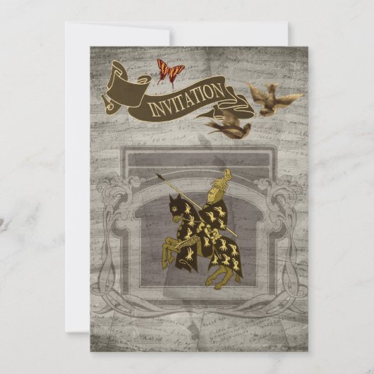 Der mittelalterliche Ritter speichert die Datumska Save The Date (Vorderseite)